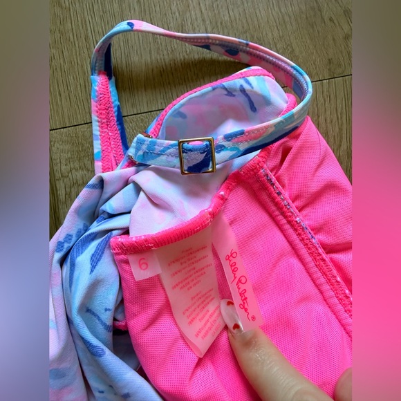 Lilly Pulitzer Pink Blue Floral Beachy Tankini Swimsuit 6 Adjustable Straps - Picture 7 of 7